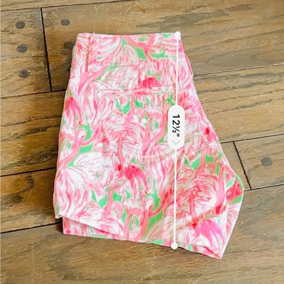 Lilly Pulitzer Women's Callahan Shorts Green Pink Colony Flamingos Size 00 NWT - Picture 7 of 7
